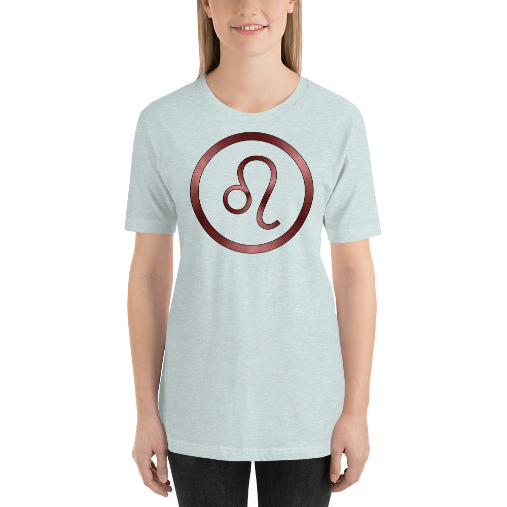 Metallic Zodiac Circle - Crimson Leo - Short-sleeve unisex t-shirt