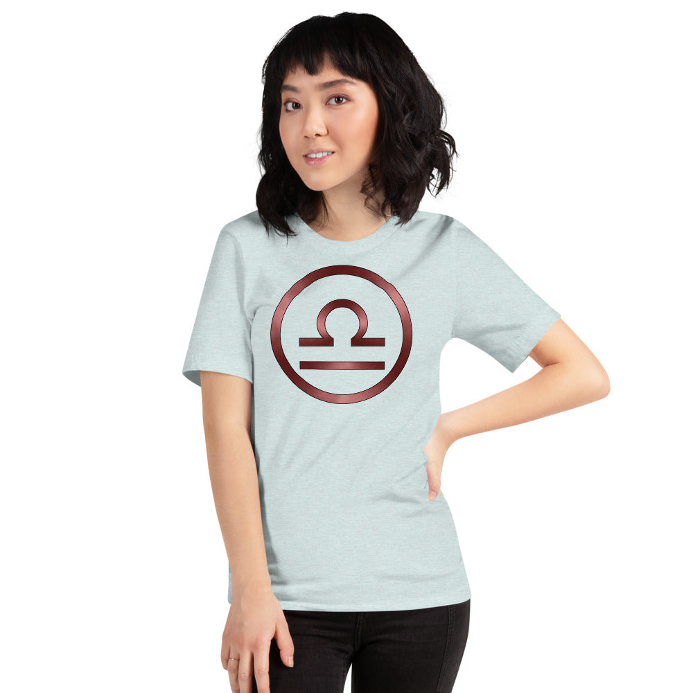 Metallic Zodiac Circle - Crimson Libra - Short-sleeve unisex t-shirt