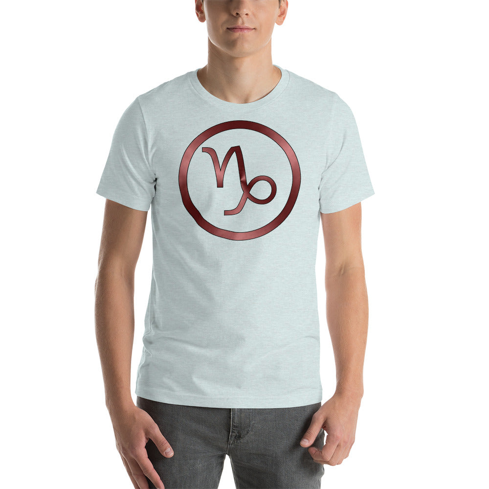 Metallic Zodiac Circle - Crimson Capricorn - Short-sleeve unisex t-shirt