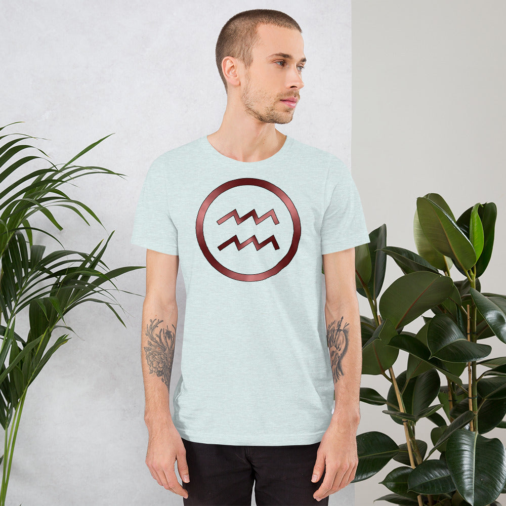 Metallic Zodiac Circle - Crimson Aquarius - Short-sleeve unisex t-shirt