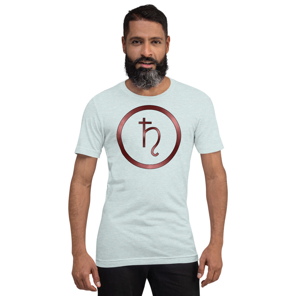 Metallic Zodiac Circle - Crimson Saturn - Short-sleeve unisex t-shirt