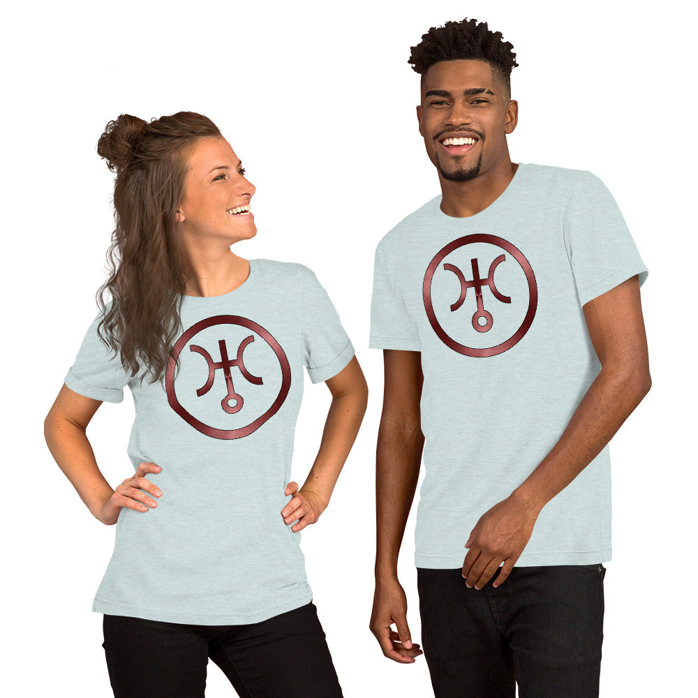 Metallic Zodiac Circle - Crimson Uranus - Short-sleeve unisex t-shirt