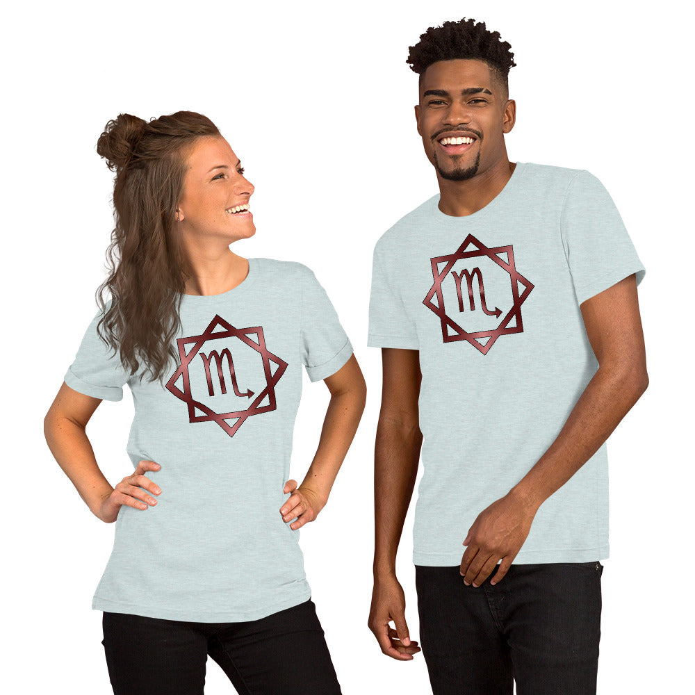Metallic Zodiac Double-Box - Crimson Scorpio - Short-sleeve unisex t-shirt