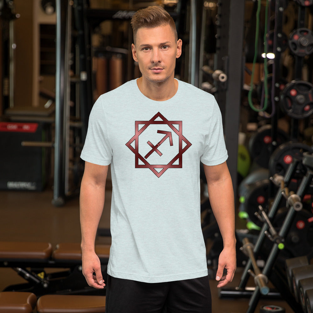 Metallic Zodiac Double-Box - Crimson Sagittarius - Short-sleeve unisex t-shirt