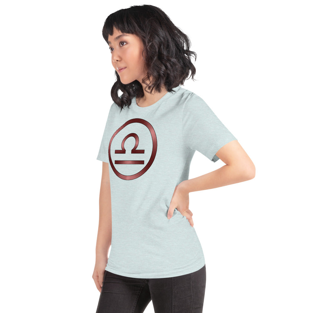 Metallic Zodiac Circle - Crimson Libra - Short-sleeve unisex t-shirt