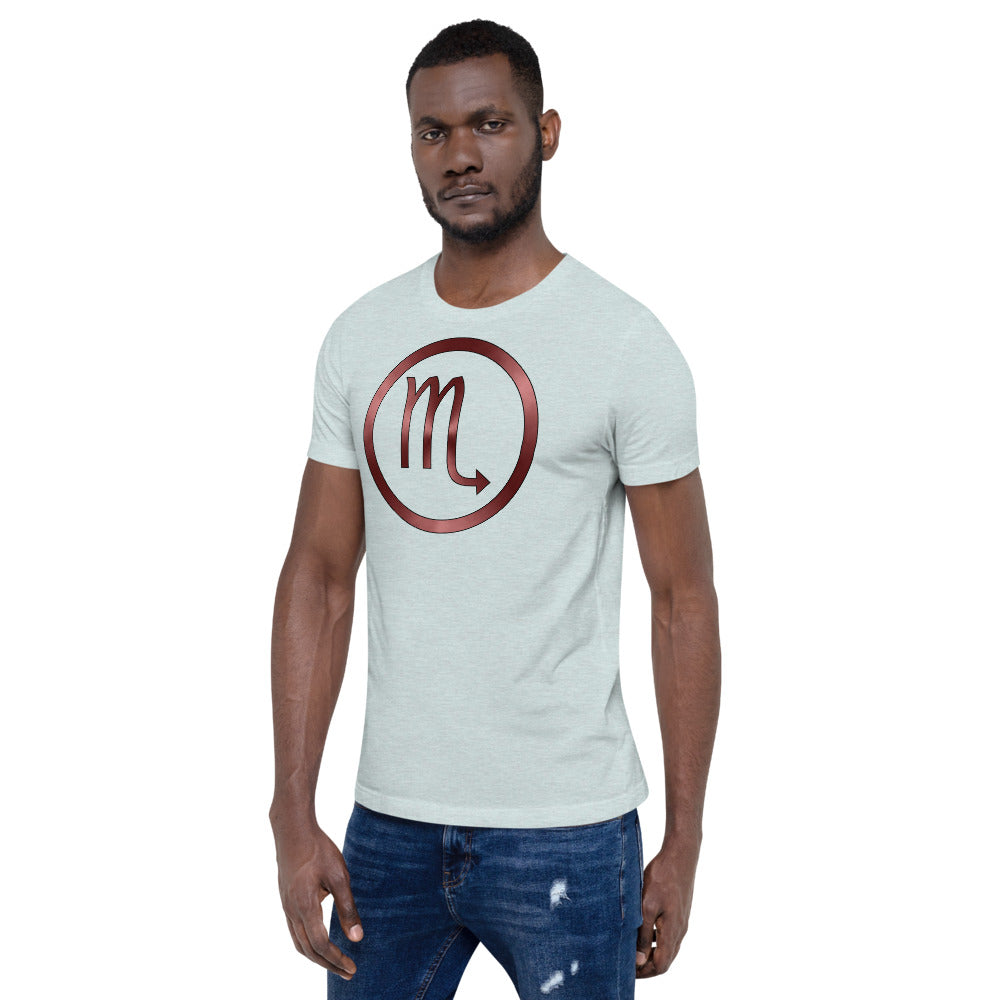 Metallic Zodiac Circle - Crimson Scorpio - Short-sleeve unisex t-shirt