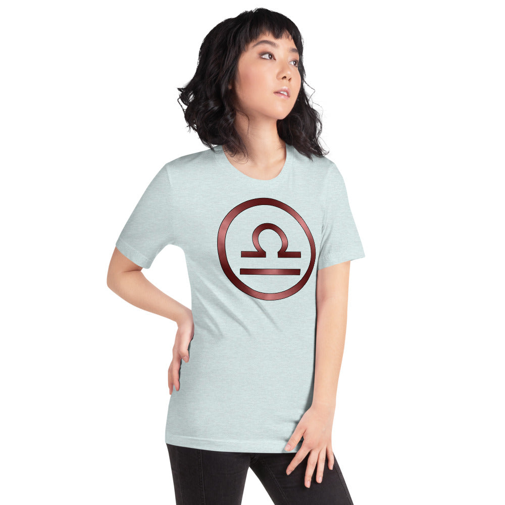 Metallic Zodiac Circle - Crimson Libra - Short-sleeve unisex t-shirt