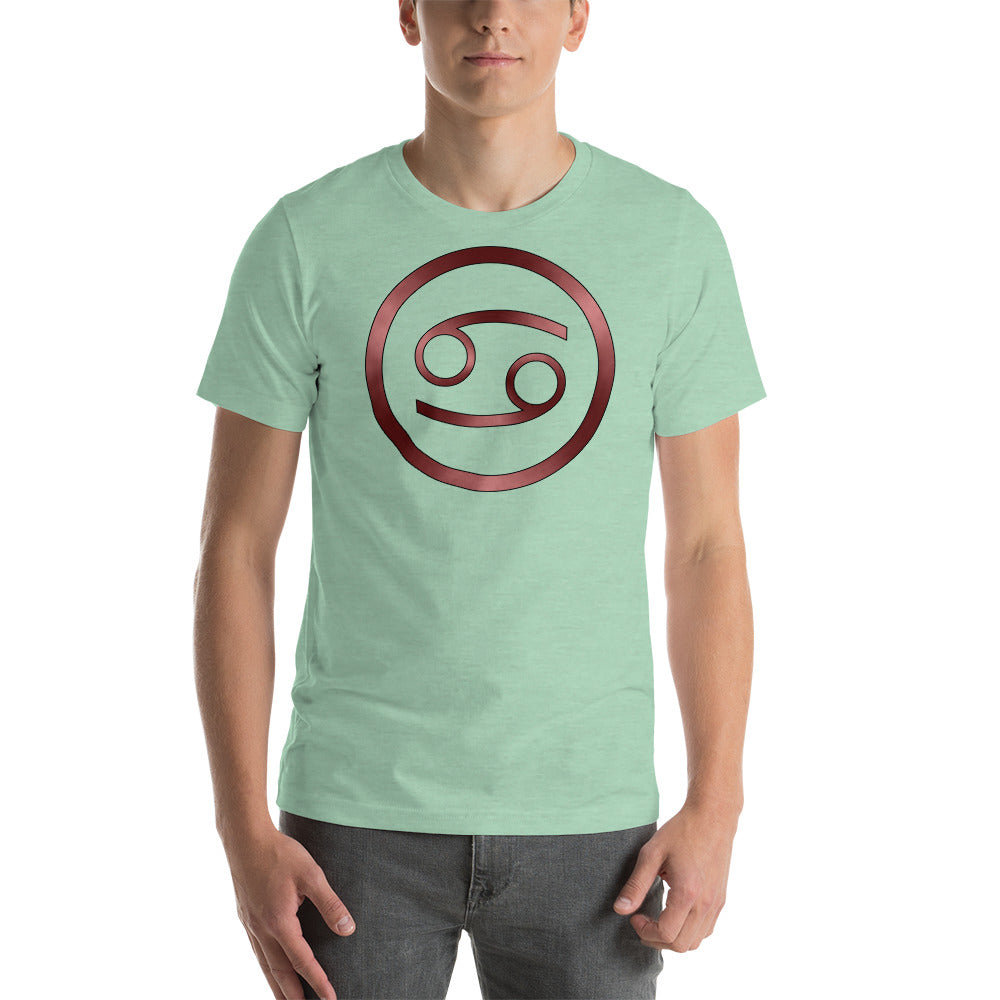 Metallic Zodiac Circle - Crimson Cancer - Short-sleeve unisex t-shirt
