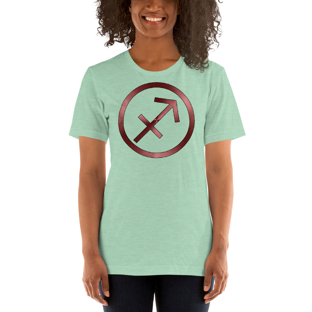 Metallic Zodiac Circle - Crimson Sagittarius - Short-sleeve unisex t-shirt