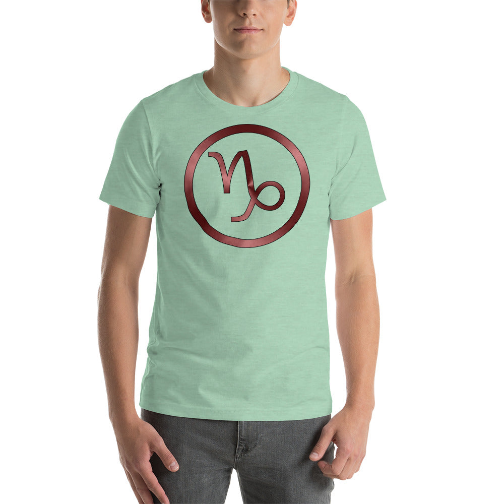 Metallic Zodiac Circle - Crimson Capricorn - Short-sleeve unisex t-shirt