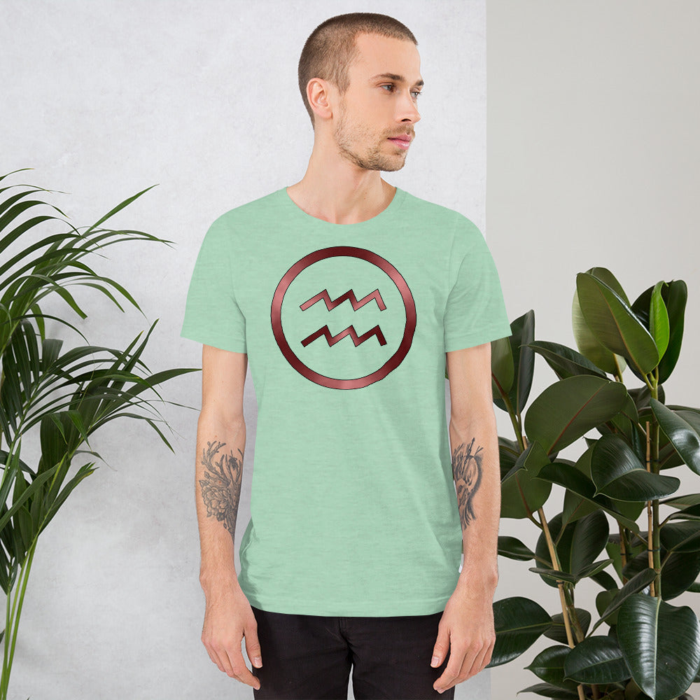 Metallic Zodiac Circle - Crimson Aquarius - Short-sleeve unisex t-shirt