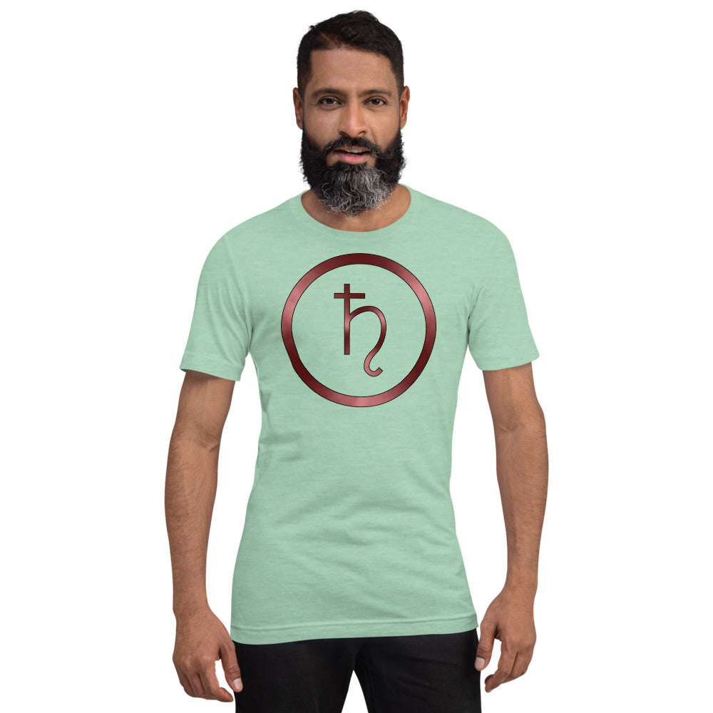 Metallic Zodiac Circle - Crimson Saturn - Short-sleeve unisex t-shirt