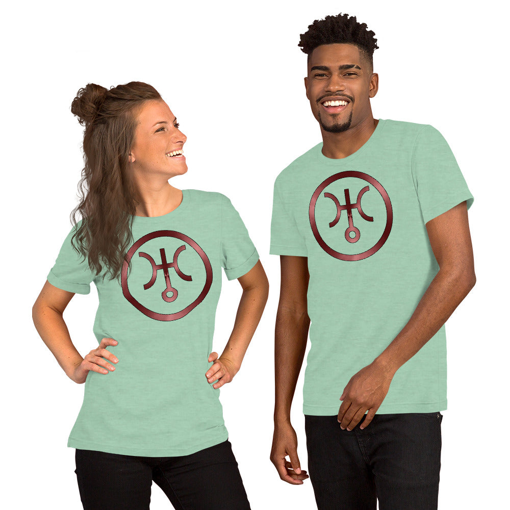 Metallic Zodiac Circle - Crimson Uranus - Short-sleeve unisex t-shirt