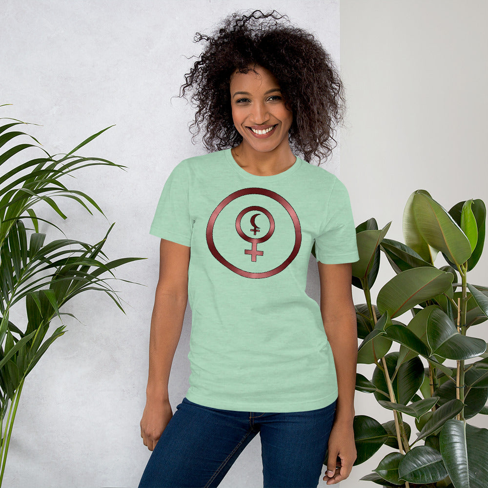 Metallic Zodiac Circle - Crimson Divine Feminine - Short-sleeve unisex t-shirt