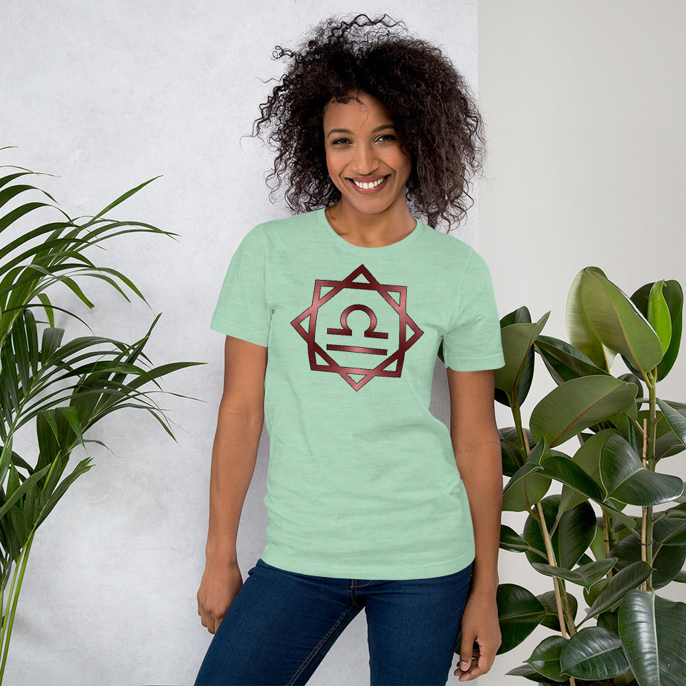 Metallic Zodiac Double-Box - Crimson Libra - Short-sleeve unisex t-shirt