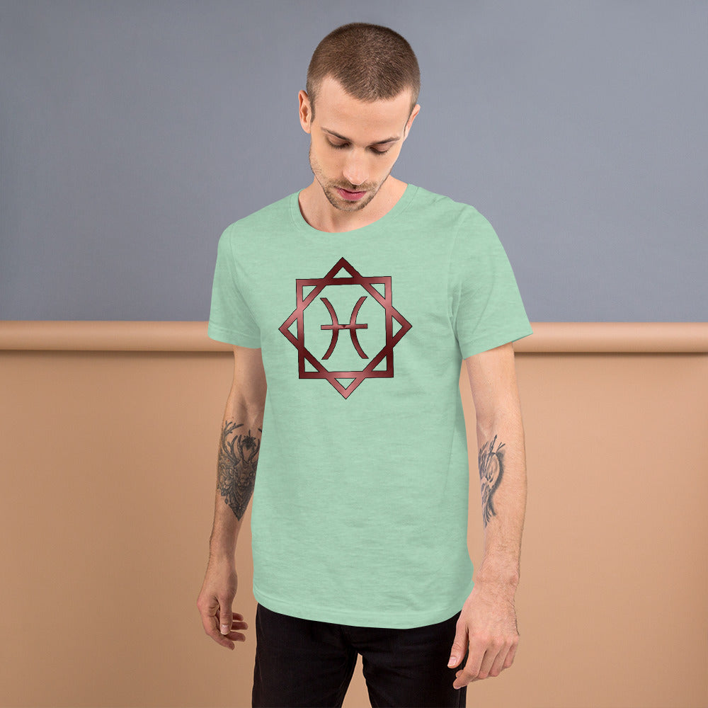 Metallic Zodiac Double-Box - Crimson Pisces - Short-sleeve unisex t-shirt