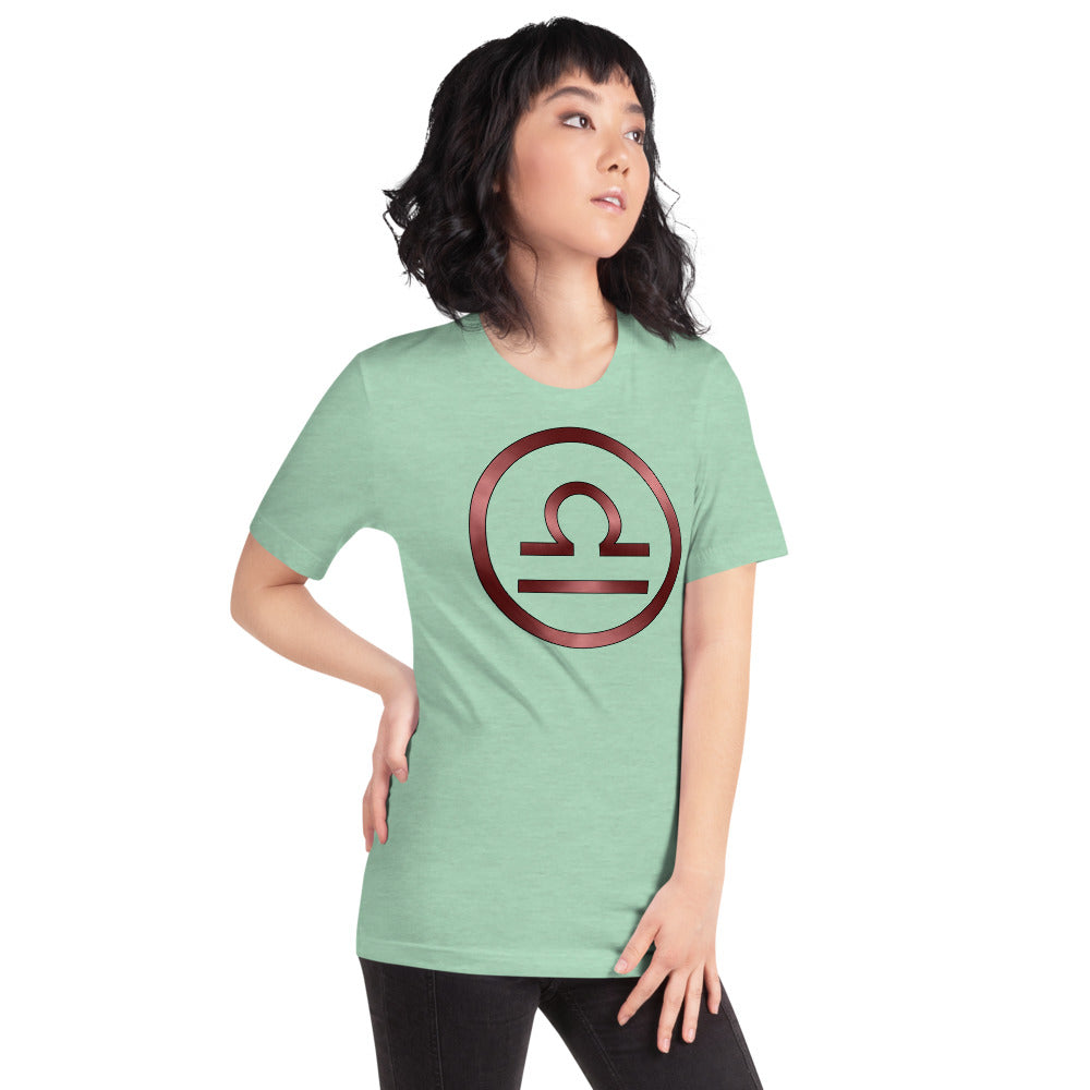 Metallic Zodiac Circle - Crimson Libra - Short-sleeve unisex t-shirt