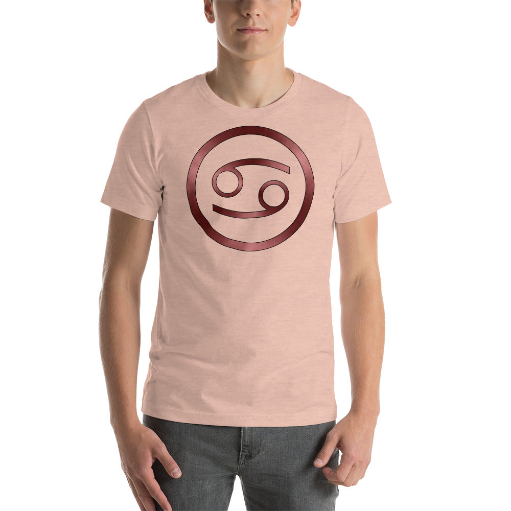 Metallic Zodiac Circle - Crimson Cancer - Short-sleeve unisex t-shirt