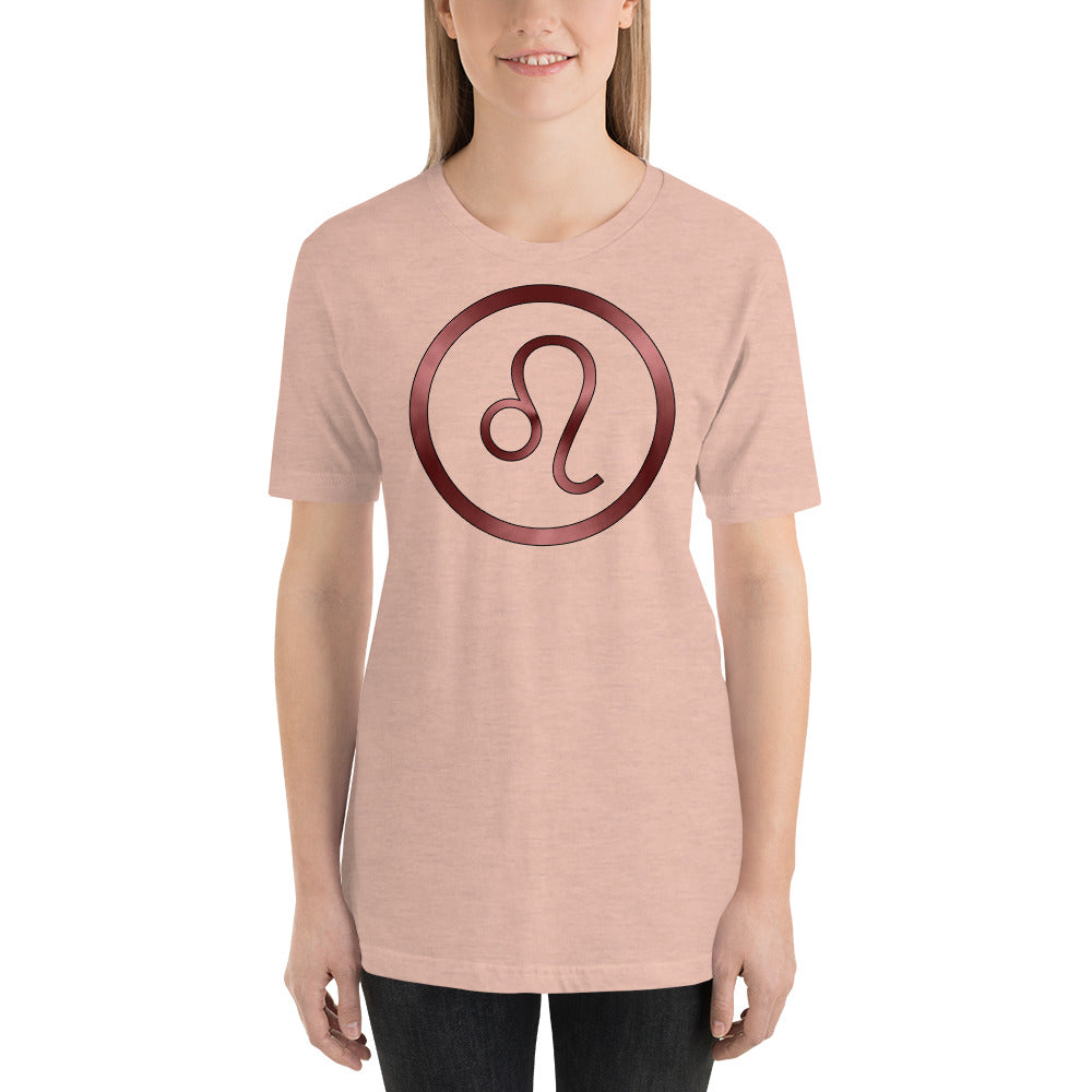 Metallic Zodiac Circle - Crimson Leo - Short-sleeve unisex t-shirt