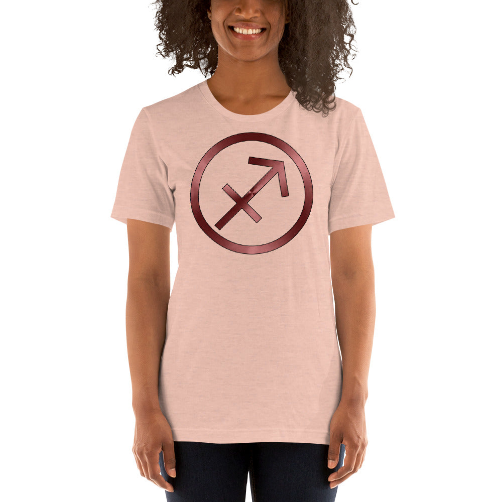 Metallic Zodiac Circle - Crimson Sagittarius - Short-sleeve unisex t-shirt