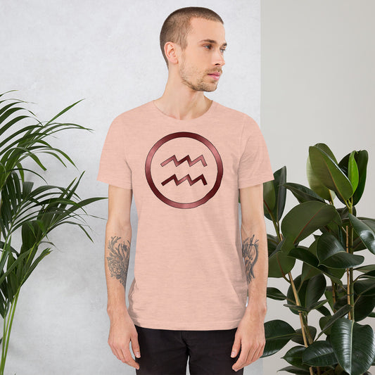 Metallic Zodiac Circle - Crimson Aquarius - Short-sleeve unisex t-shirt
