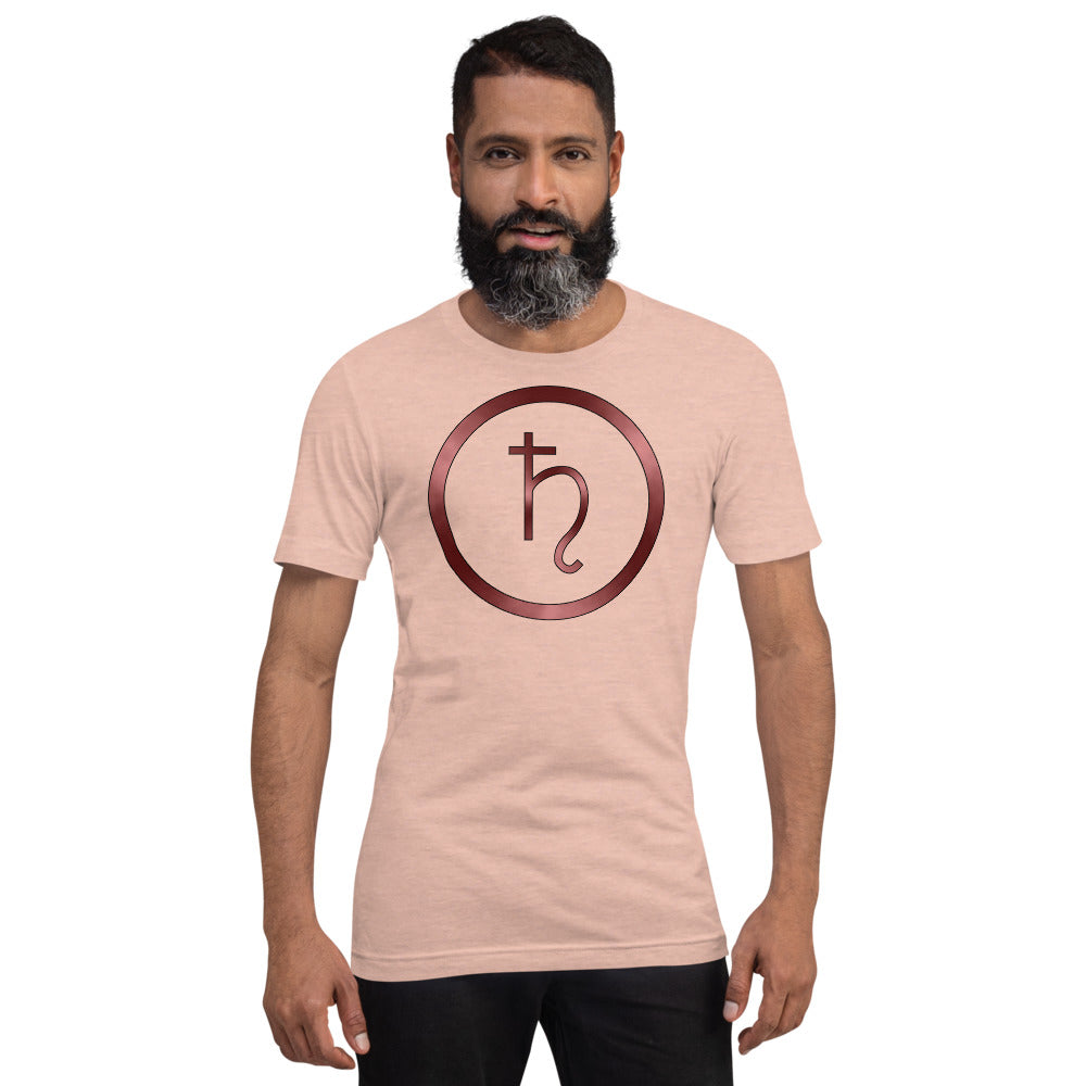 Metallic Zodiac Circle - Crimson Saturn - Short-sleeve unisex t-shirt