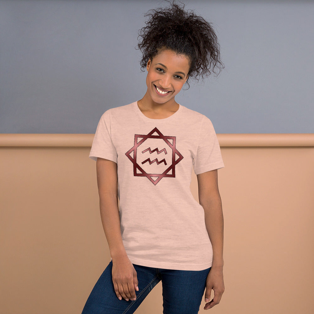 Metallic Zodiac Double-Box - Crimson Aquarius - Short-sleeve unisex t-shirt