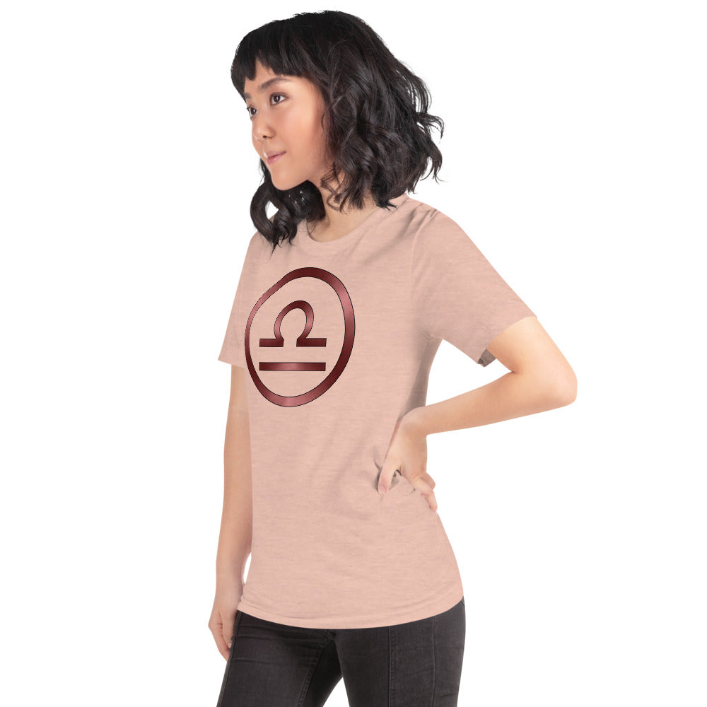 Metallic Zodiac Circle - Crimson Libra - Short-sleeve unisex t-shirt