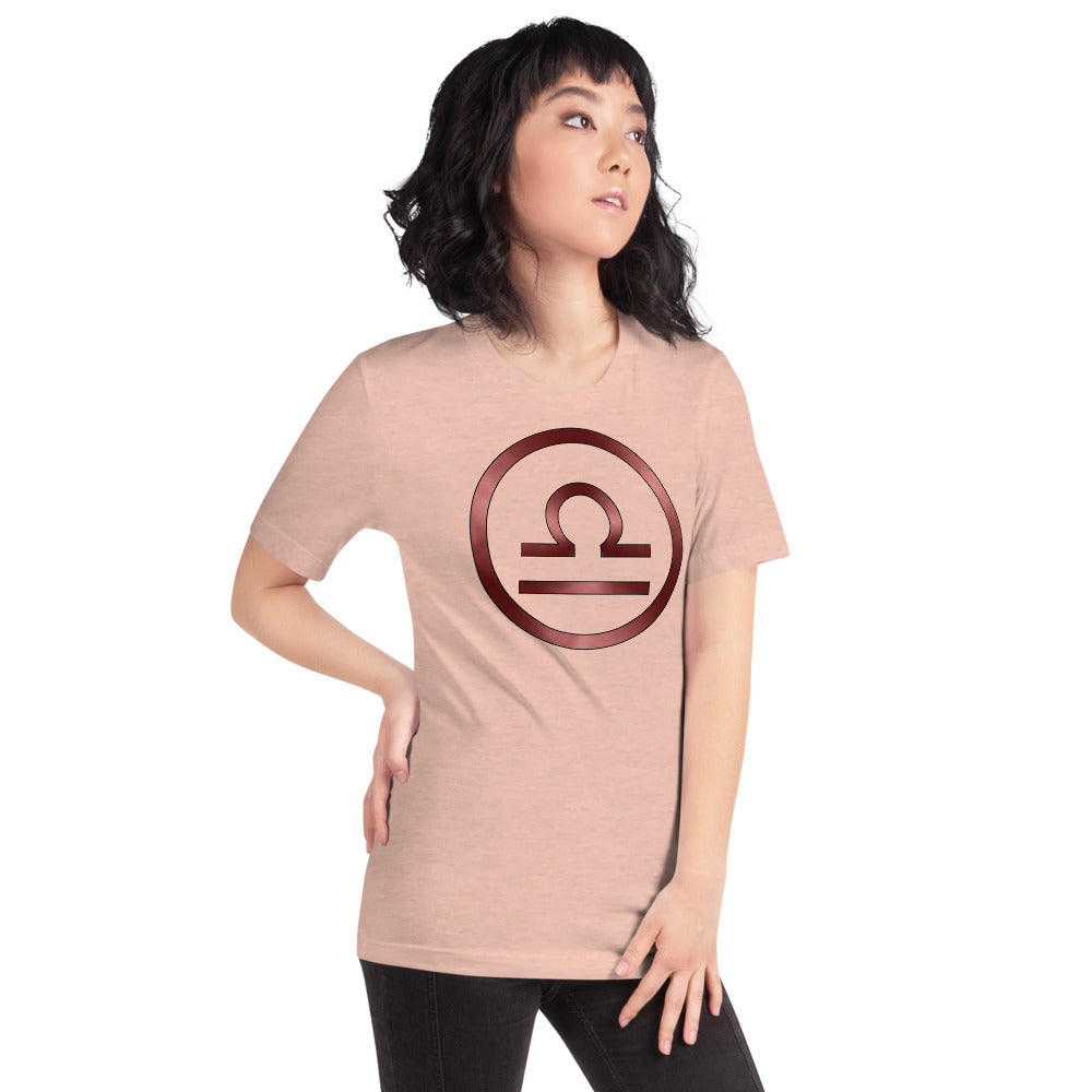 Metallic Zodiac Circle - Crimson Libra - Short-sleeve unisex t-shirt