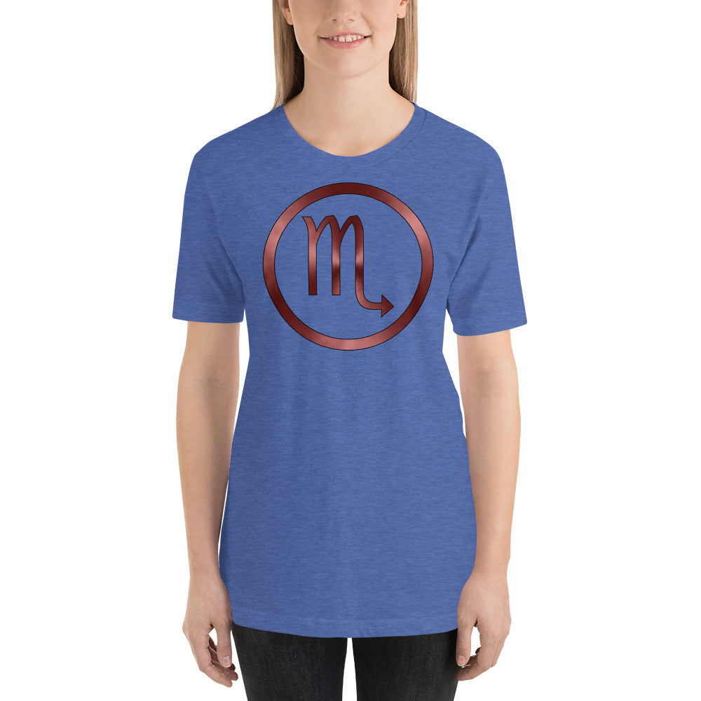 Metallic Zodiac Circle - Crimson Scorpio - Short-sleeve unisex t-shirt