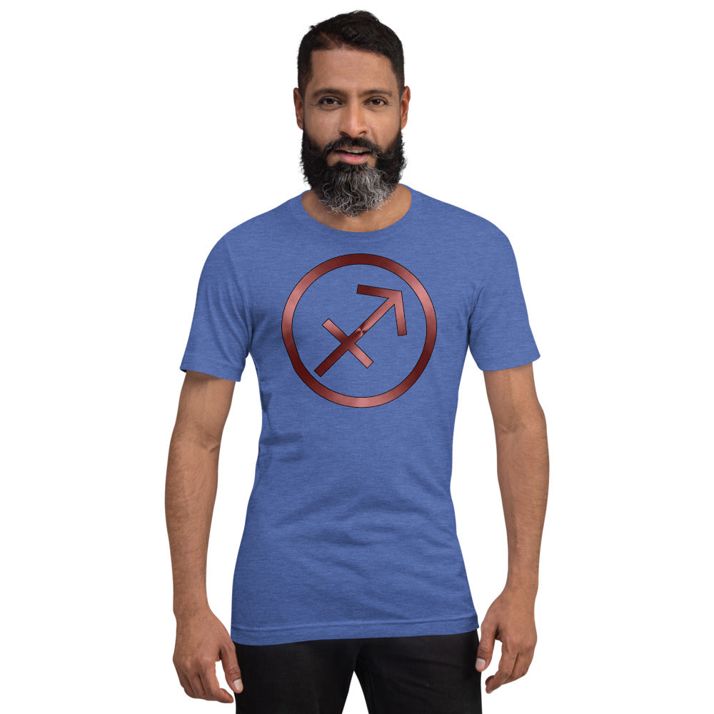Metallic Zodiac Circle - Crimson Sagittarius - Short-sleeve unisex t-shirt
