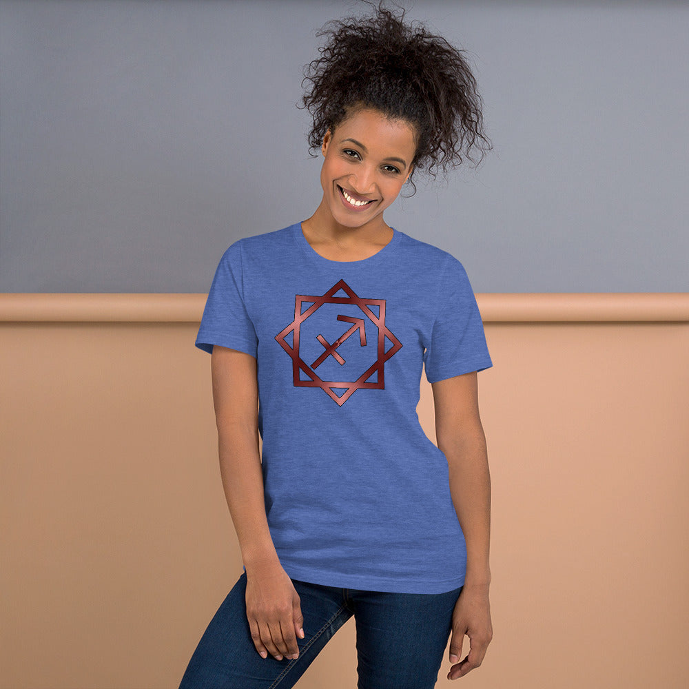 Metallic Zodiac Double-Box - Crimson Sagittarius - Short-sleeve unisex t-shirt