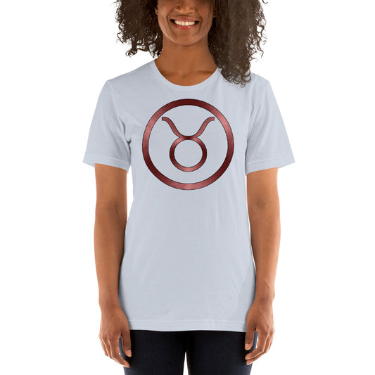 Metallic Zodiac Circle - Crimson Taurus - Short-Sleeve Unisex T-Shirt