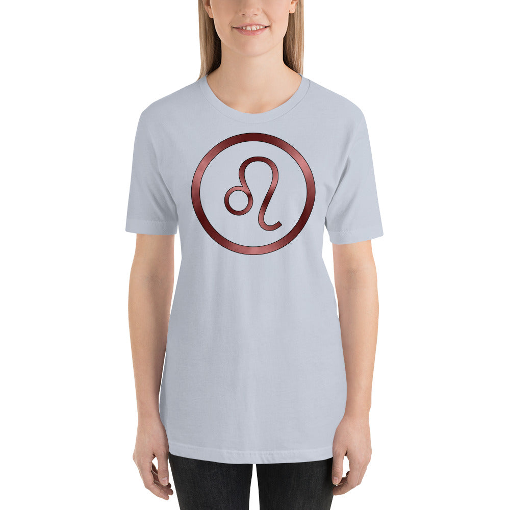 Metallic Zodiac Circle - Crimson Leo - Short-sleeve unisex t-shirt
