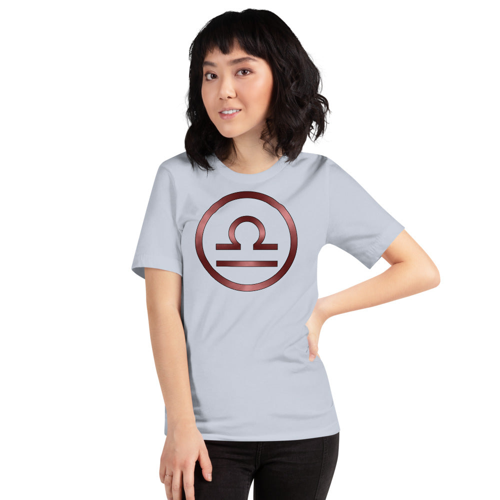 Metallic Zodiac Circle - Crimson Libra - Short-sleeve unisex t-shirt