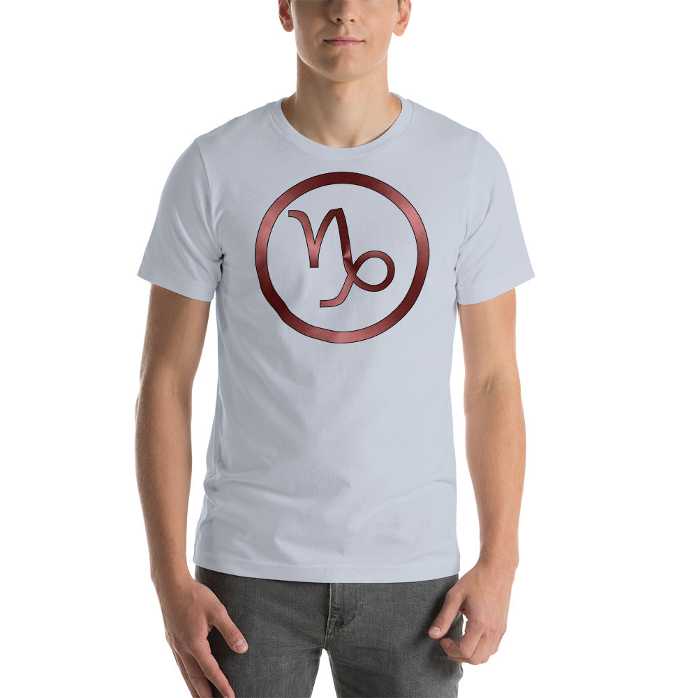 Metallic Zodiac Circle - Crimson Capricorn - Short-sleeve unisex t-shirt