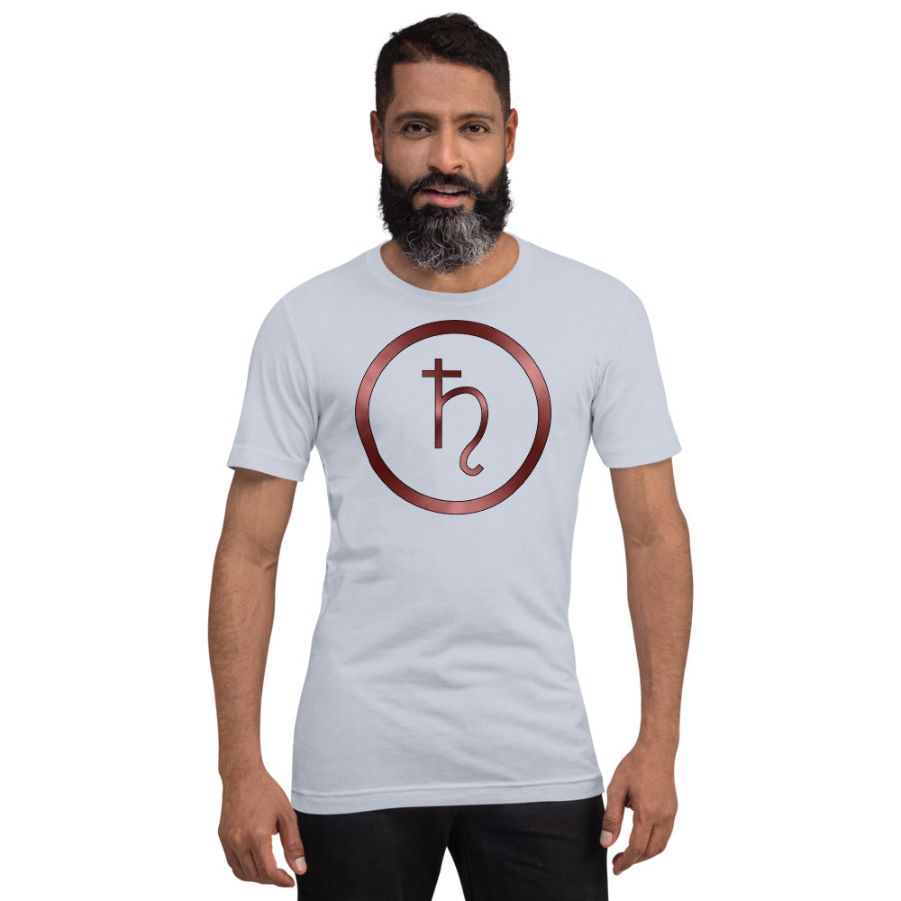 Metallic Zodiac Circle - Crimson Saturn - Short-sleeve unisex t-shirt
