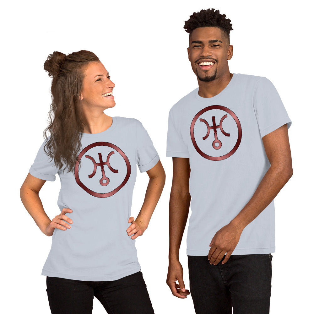 Metallic Zodiac Circle - Crimson Uranus - Short-sleeve unisex t-shirt