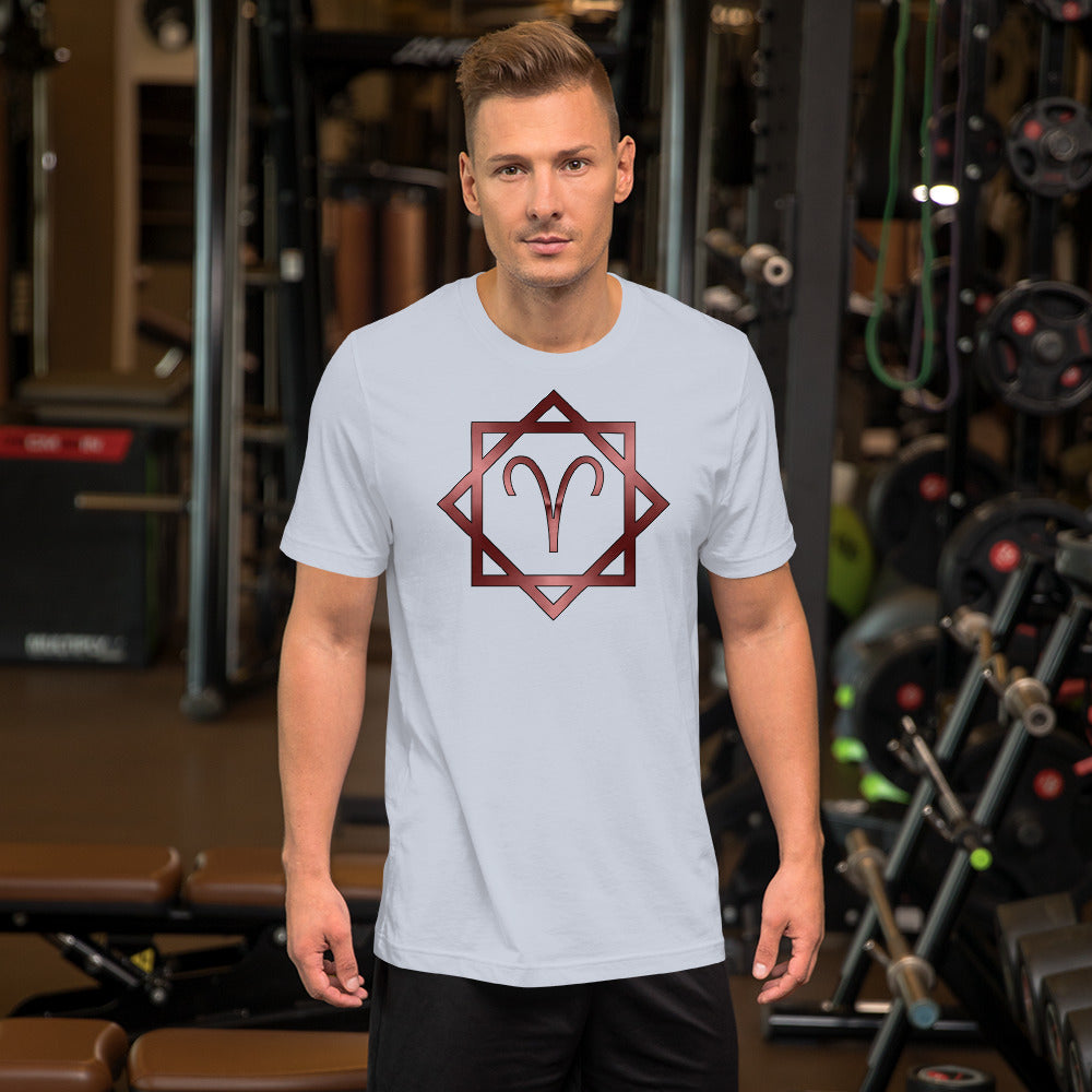 Metallic Zodiac Double-Box - Crimson Aries - Short-sleeve unisex t-shirt