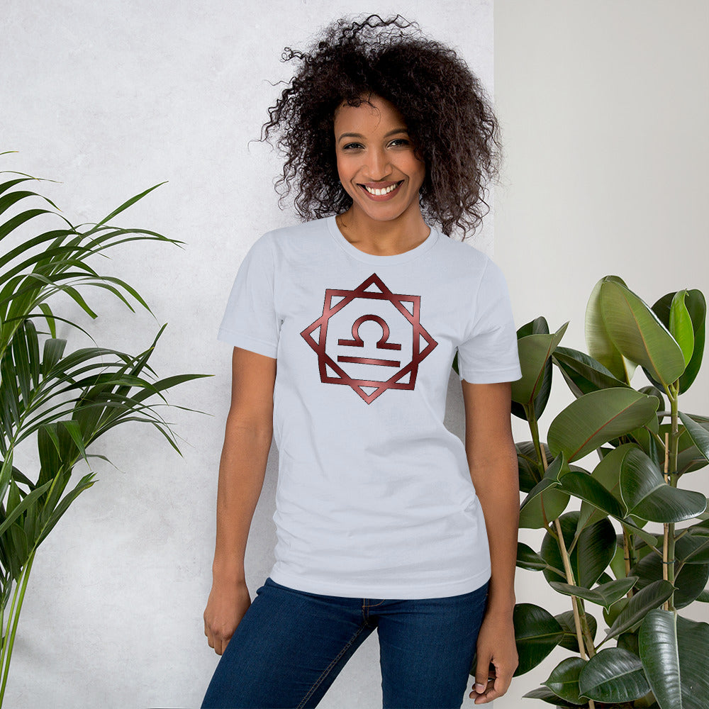 Metallic Zodiac Double-Box - Crimson Libra - Short-sleeve unisex t-shirt
