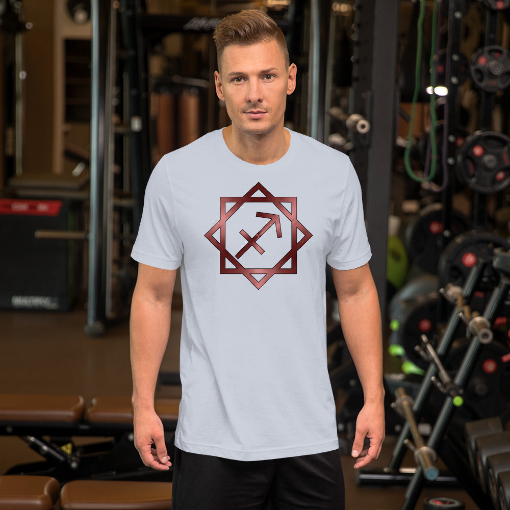 Metallic Zodiac Double-Box - Crimson Sagittarius - Short-sleeve unisex t-shirt