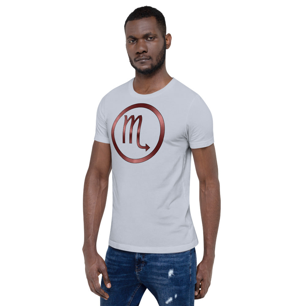 Metallic Zodiac Circle - Crimson Scorpio - Short-sleeve unisex t-shirt