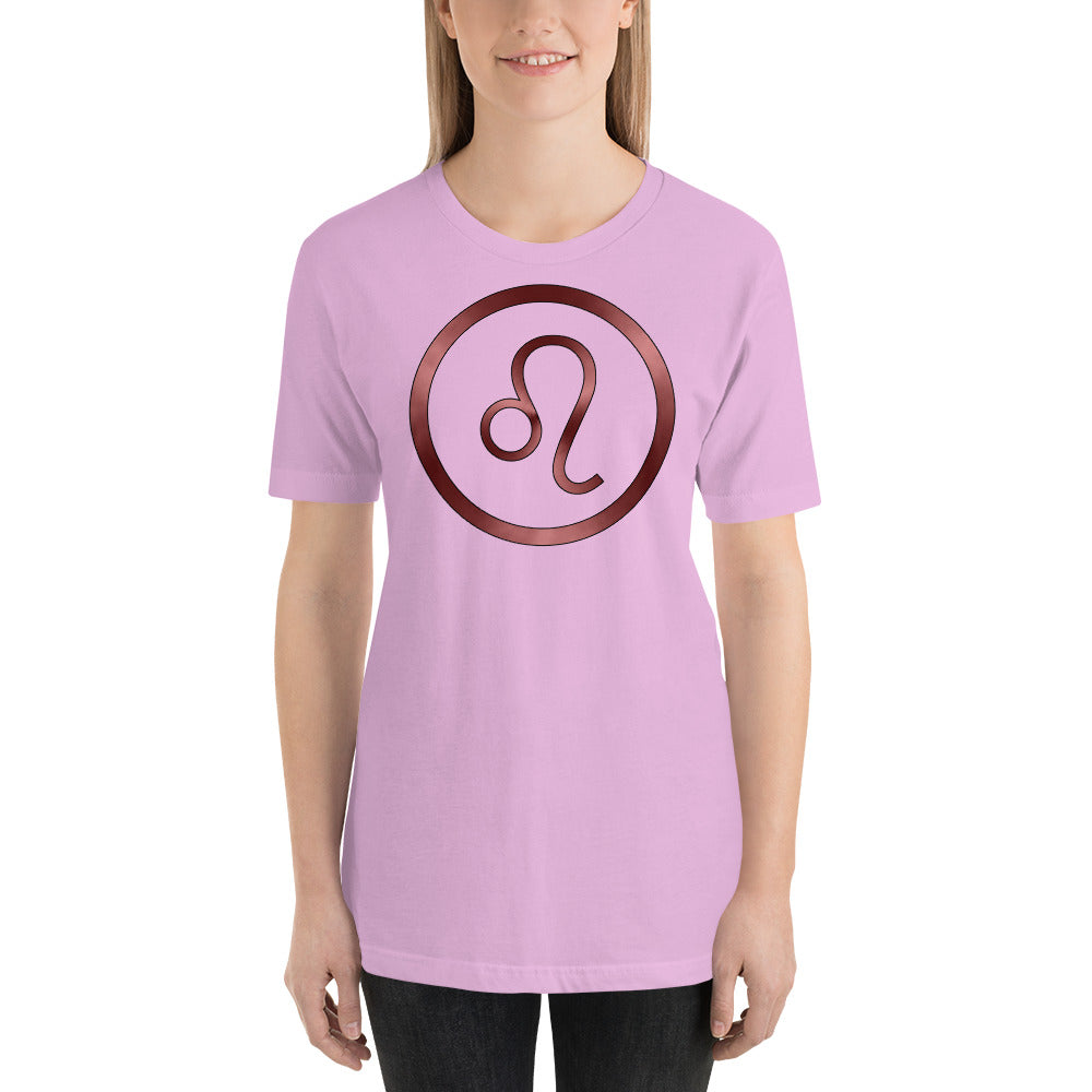 Metallic Zodiac Circle - Crimson Leo - Short-sleeve unisex t-shirt