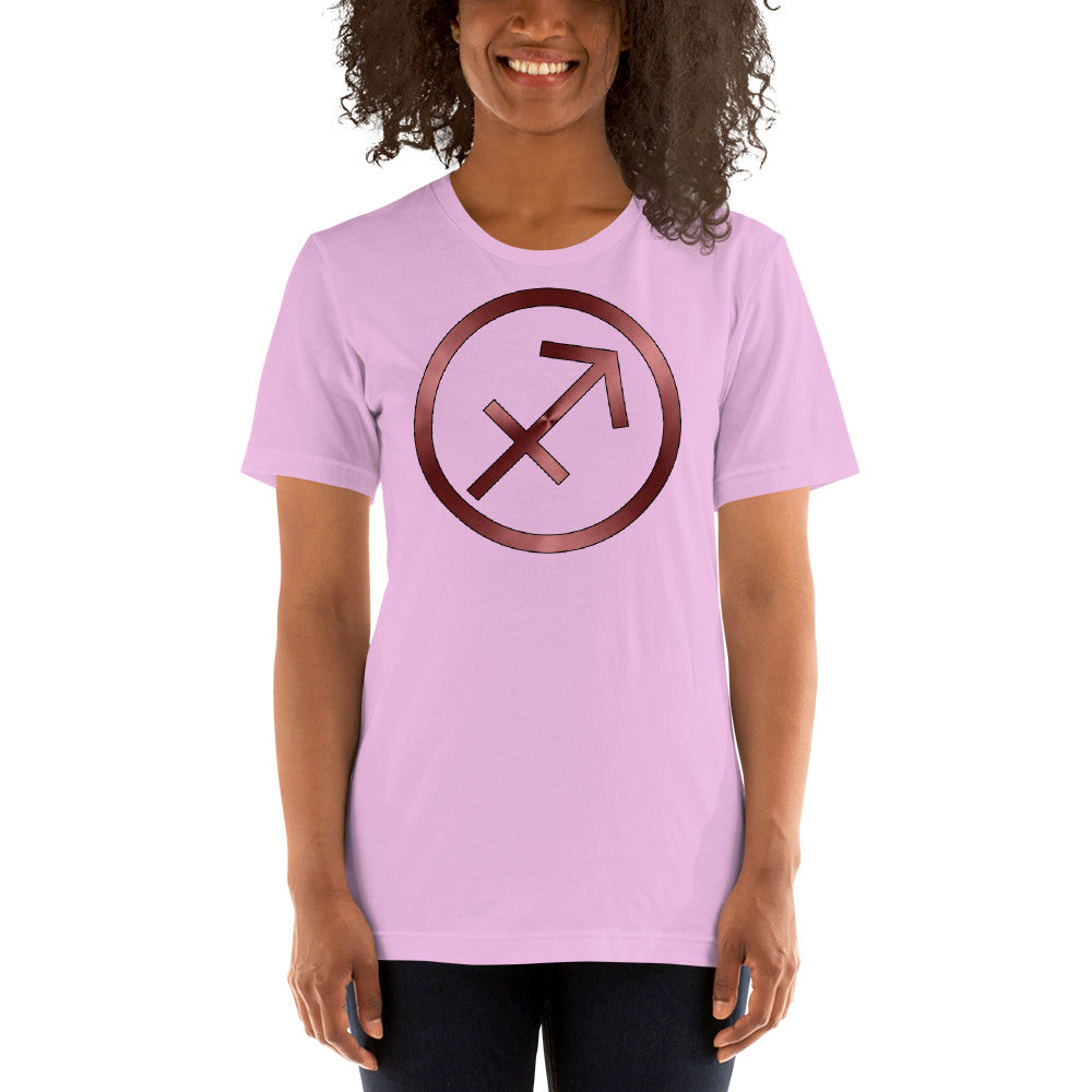 Metallic Zodiac Circle - Crimson Sagittarius - Short-sleeve unisex t-shirt