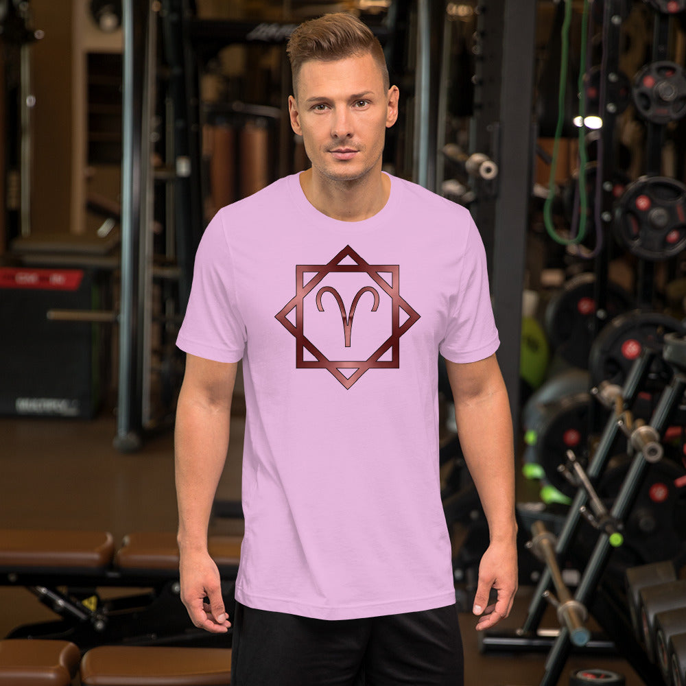 Metallic Zodiac Double-Box - Crimson Aries - Short-sleeve unisex t-shirt