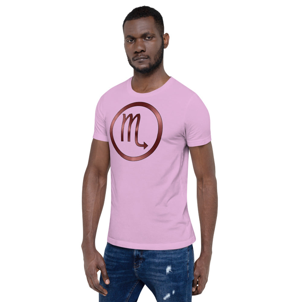 Metallic Zodiac Circle - Crimson Scorpio - Short-sleeve unisex t-shirt