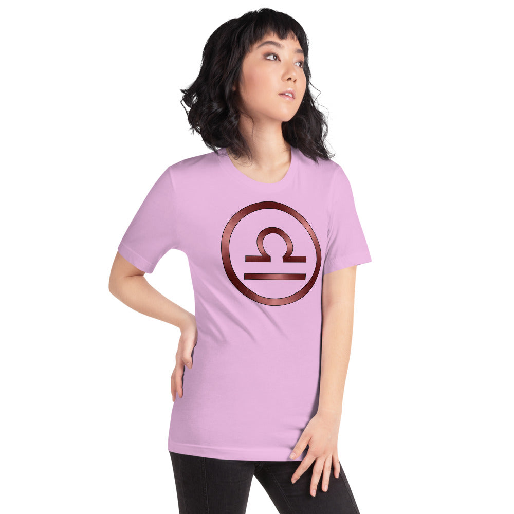 Metallic Zodiac Circle - Crimson Libra - Short-sleeve unisex t-shirt