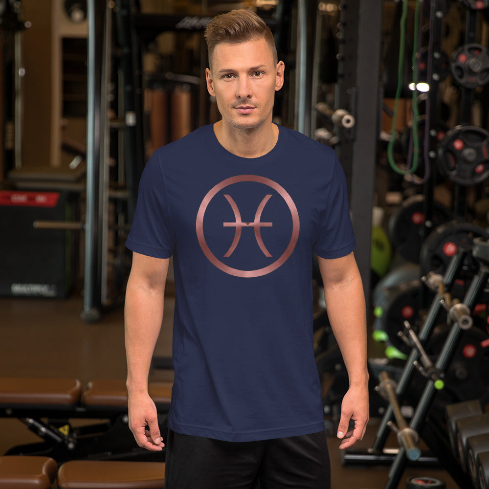 Metallic Zodiac Circle - Crimson Pisces - Short-sleeve unisex t-shirt