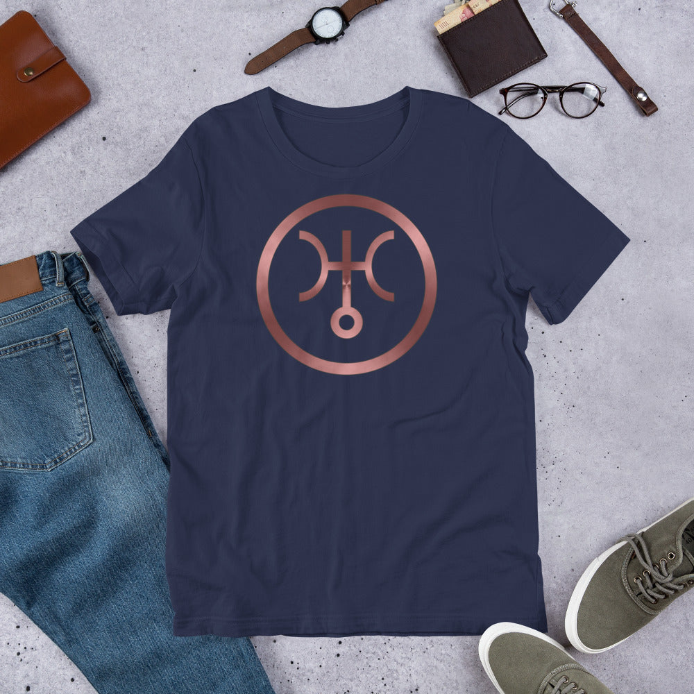 Metallic Zodiac Circle - Crimson Uranus - Short-sleeve unisex t-shirt
