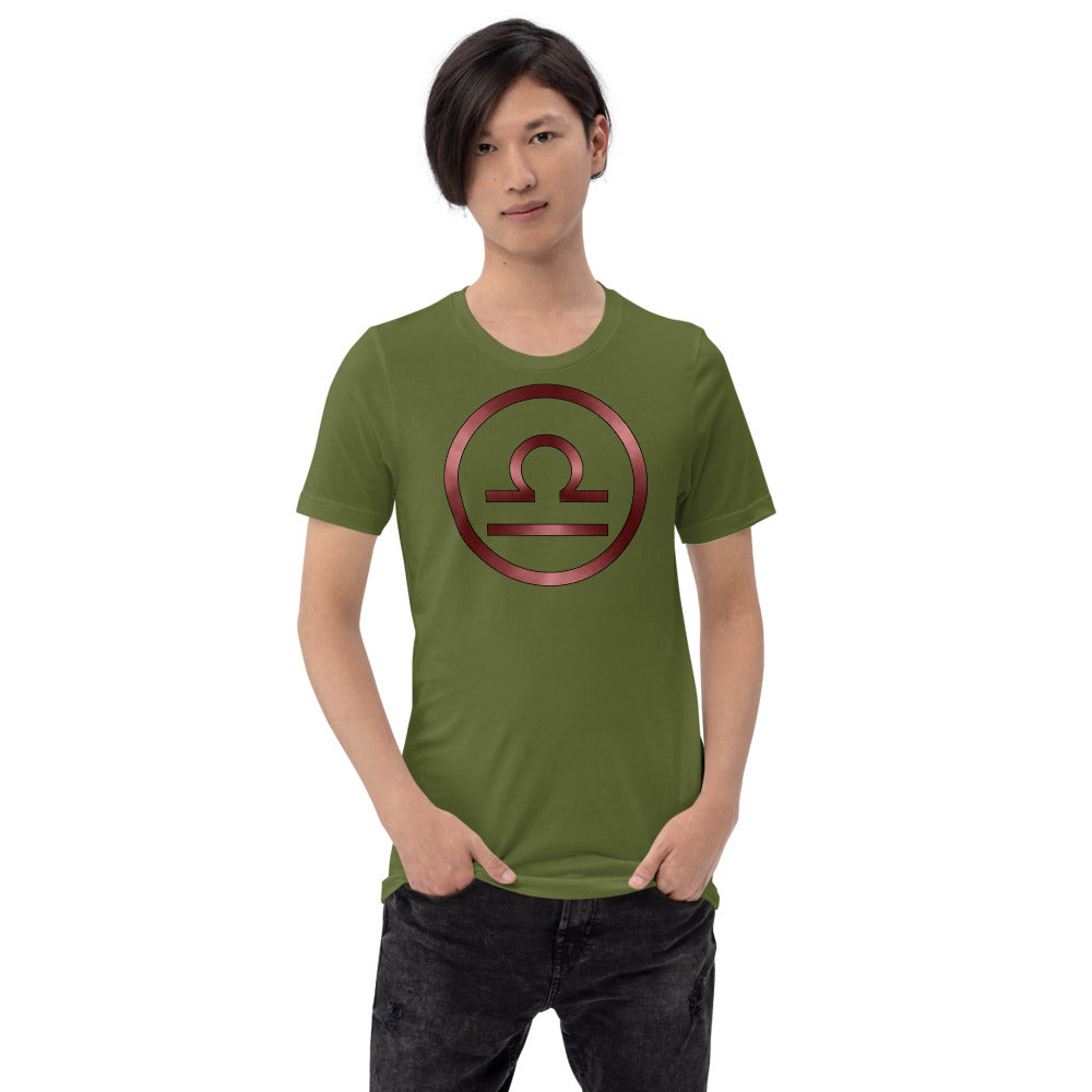 Metallic Zodiac Circle - Crimson Libra - Short-sleeve unisex t-shirt